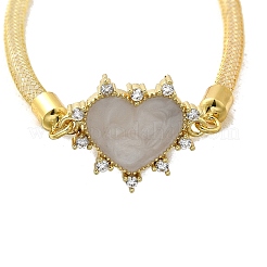 Bracciali in ottone micro pavé con zirconi cubici trasparenti per donna&nbsp;BJEW-A029-01C-G