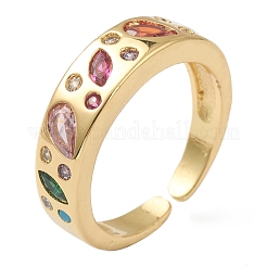 Латунные микро проложить манжеты кольца кубического циркония RJEW-L100-008G