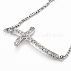 Регулируемые латунные браслеты-слайдеры из циркония&nbsp;BJEW-E317-43P