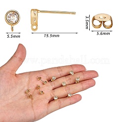 5 пара фурнитуры для серег из латуни с микропаве из кубического циркония KK-SZ0005-96