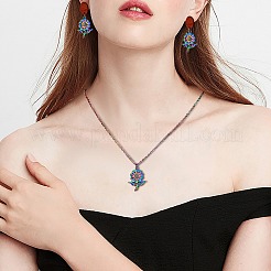 レインボーカラーアロイペンダントラインストーンセッティング  花  0.8mmのラインストーンに適する  26.5x19.5x4mm  穴：1.5mm  20個/箱&nbsp;FIND-SZ0002-48
