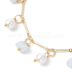 Браслеты с подвесками из натуральных бусин аквамарина и стеклянных ракушек&nbsp;BJEW-JB12307-03