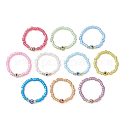 10 Stück 10 Farben Glasperlen-Fingerringe&nbsp;RJEW-MZ00033