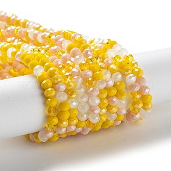 ガラスビーズ連売り  多面カット  ロンデル  ゴールド  4x3mm  穴：0.4mm  約123~127個/連  15.75~16.5インチ（40~42cm）&nbsp;EGLA-A034-M4mm-21