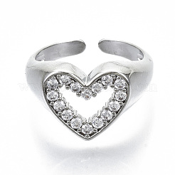 Латунные кольца из манжеты с прозрачным цирконием RJEW-S045-015P-NR