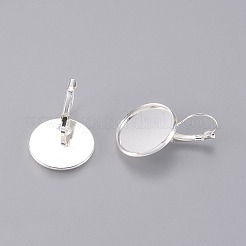 真鍮フレンチフックピアスセッティング  鉛フリーとニッケルフリー  銀色のメッキ  トレイ：20mm  32mm&nbsp;X-KK-C1244-20mm-S-FF