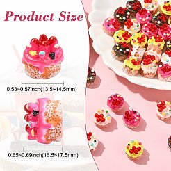 40 шт. 5-х цветное украшение из смолы в виде клубничного торта&nbsp;DJEW-CJ0001-20