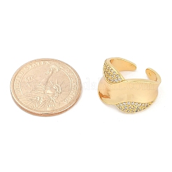 Открытые манжеты из латуни с микропаве и прозрачным цирконием для женщин RJEW-M026-02G-04