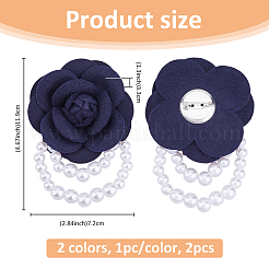 2шт брошь-цветок из ткани 2 цветов JEWB-FH0001-61B