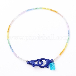 Collane di perline di vetro placcate personalizzate arcobaleno&nbsp;NJEW-JN03410