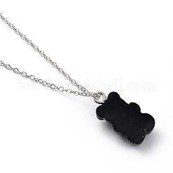 Colliers à pendentif en résine ours&nbsp;NJEW-JN03016-01