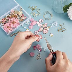 Kits de fabrication de boucles d'oreilles goutte rose bricolage&nbsp;DIY-SZ0008-71