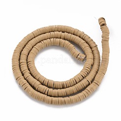 手作り樹脂粘土ビーズ連売り  ヒシビーズ  ディスク/フラットラウンド  バリーウッド  4x0.5~1mm  穴：1.5mm  約320~447個/連  15.74~16.92インチ&nbsp;CLAY-T002-4mm-64