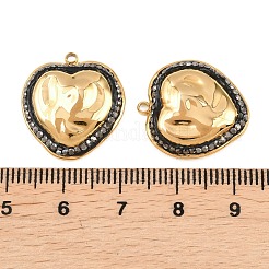 304ステンレスペンダント  クレイラインストーン付き  ゴールドカラー  ハートチャーム  20x19x4mm  穴：1.4mm&nbsp;STAS-P445-01A-G