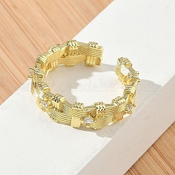 Messing Micro Pave Zirkonia Manschette offene Ringe&nbsp;RJEW-C163-13G