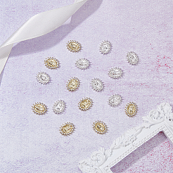 16 шт. 2-х цветные стеклянные кабошоны со стразами&nbsp;MRMJ-HY0002-26