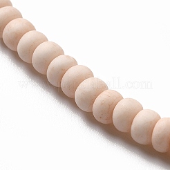 手作りのつや消し磁器ビーズ  フラットラウンド  ライトサーモン  4x3mm  穴：0.8mm  約134個/連  15.55インチ（39.5cm）&nbsp;PORC-E017-01D