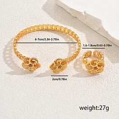 Элегантный комплект из кольца-манжеты и браслета с цветком в ближневосточном стиле для женщин CW9871