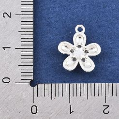真鍮マイクロパヴェクリアキュービックジルコニアチャーム  花のチャーム  銀  14x12.5x3.5mm  穴：1.2mm&nbsp;KK-D265-02S