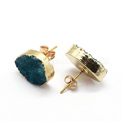 Orecchini a bottone in quarzo naturale druzy&nbsp;EJEW-P164-B02