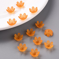 つや消しアクリルビーズキャップ  6花びら  花  オレンジ  14x6mm  穴：2mm  約1660個/500g&nbsp;MACR-S371-07A-724