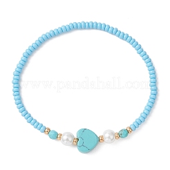 Эластичные браслеты из стеклянного бисера и натуральных/синтетических камней для женщин&nbsp;BJEW-MZ00310