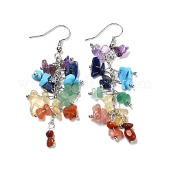 Серьги с бусинами и драгоценными камнями&nbsp;EJEW-I264-01P-03