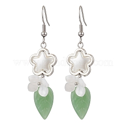 Pendientes colgantes de acero inoxidable 304 con diseño de flor&nbsp;EJEW-JE06430-01