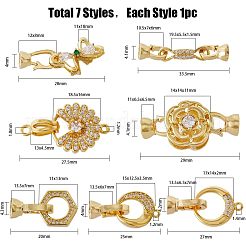 6 комплект из 6-х стильных латунных застежек с микропаве из прозрачного кубического циркония KK-FH0003-70