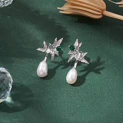 Натуральные жемчужные ушные шпильки EJEW-P286-19P