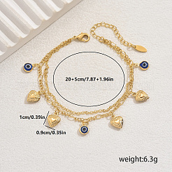 Латунные милые романтические синие браслеты в форме сердца от сглаза для женщин в подарок CA3994