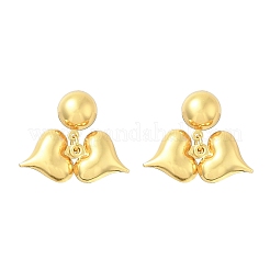 ハート 304 ステンレススチール ダングル スタッド イヤリング  ゴールドカラー  20x28mm&nbsp;EJEW-A125-48G