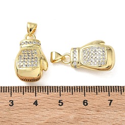Pendenti con tema sportivo in ottone micro pavé di zirconi cubici trasparenti&nbsp;KK-Z150-21G-03