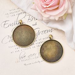 Тибетский стиль плоские круглые литые сеттинги кабошон большой кулон&nbsp;TIBEP-Q049-09AB-NR