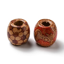 100шт деревянные окрашенные бусины с принтом&nbsp;WOOD-P019-01C
