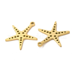 イオンプレーティング（IP）304ステンレスペンダント  星のチャーム  ゴールドカラー  22x20.5x1.5mm  穴：1.8mm&nbsp;STAS-L020-021G