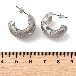 Латунные плетеные серьги-гвоздики в форме буквы С&nbsp;EJEW-H171-04P