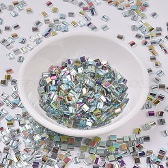 MIYUKIティラビーズ  日本製シードビーズ  2穴  （tl4577)クリスタルグリーンレインボー  5x5x1.9mm  穴：0.8mm  約1180個/100g&nbsp;SEED-J020-TL4577