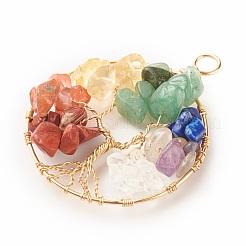 Большие подвески из медной проволоки из натурального камня&nbsp;PALLOY-JF01434-02