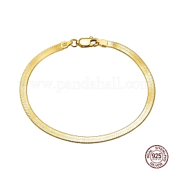 Браслеты-цепочки из стерлингового серебра 3 мм 925 с узором «елочка»&nbsp;BJEW-I314-006B-G