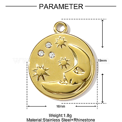 Подвески из нержавеющей стали 304 со стразами STAS-OY002-05G