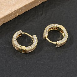 Pendientes de aro de circonita cúbica con micro pavé de latón para mujer&nbsp;EJEW-A167-19G-02