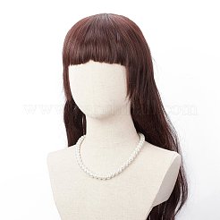 Круглое ожерелье из бисера со стеклянным жемчугом для мужчин и женщин&nbsp;NJEW-JN03923-02