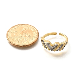 Латунные кольца из манжеты с прозрачным цирконием&nbsp;RJEW-U035-08GP