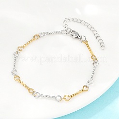Zweifarbige Armbänder aus gedrehtem Seilgliederkettchen aus Edelstahl 304 für Damen&nbsp;BJEW-A160-09GP