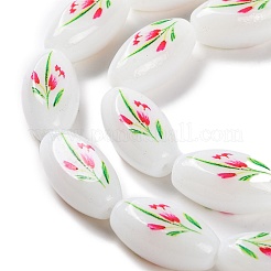Stampa di perle ovali di vetro per la realizzazione di collane e bracciali&nbsp;GLAA-B020-01A-13