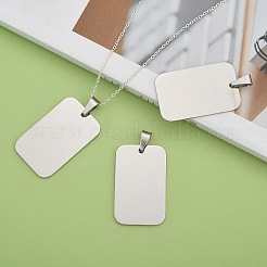 変色防止長方形タグペンダント  ステンレスペンダント201個  ステンレス鋼色  40x25x1.5mm  穴：4~5.5x8.5~10mm&nbsp;X-STAS-H061-04