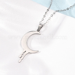 Colliers à pendentif lune fondante en acier inoxydable 304&nbsp;NJEW-K308-01C-P