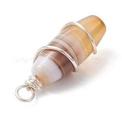 Подвески из натурального полосчатого агата с медной проволокой PALLOY-JF04060-02