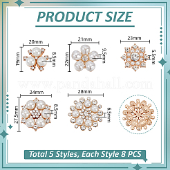 40 шт. 5 стиля сплава стразы кабошоны FIND-GA0006-81